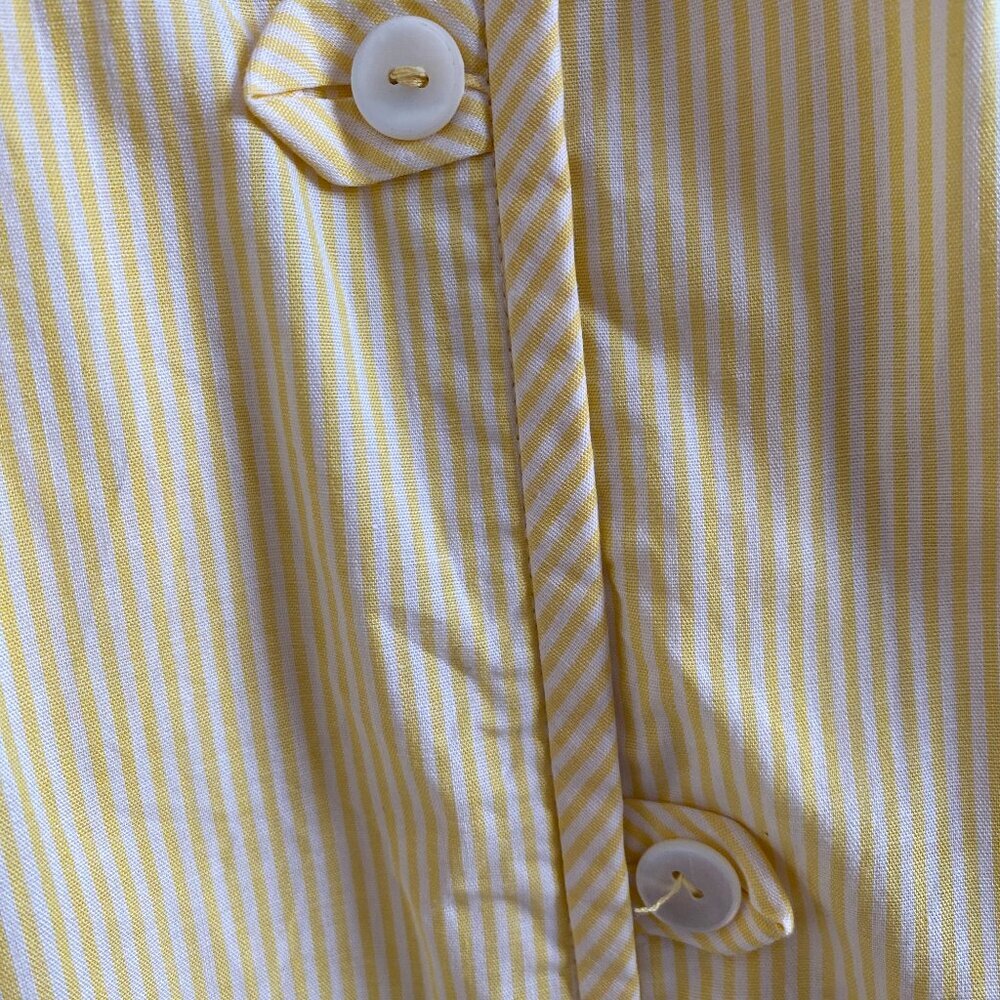 VTG Sue Brett 1960s yellow striped cotton A-line dress Women's Small pleats - Picture 4 of 13